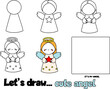Drawing tutorial for children. Printable creative activity for kids. How to draw angel step by step