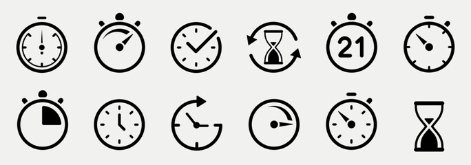 set of timer icon set. timer icon collection. symbol timer. countdown timers. stopwatch symbol. fast