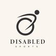 Inspiration wheelchair logo design for people with disabilities fast sports symbol. Simple modern design logo illustration.