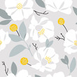 © chekiwart - Abstract big white flowers seamless pattern