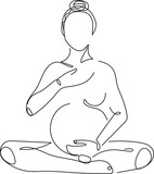 Fototapeta Tulipany - line art of a meditating pregnant woman
