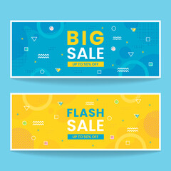memphis horizontal abstract banner set