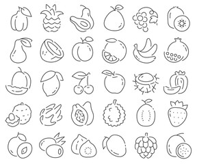 Poster - Fruits line icons collection. Thin outline icons pack. Vector illustration eps10