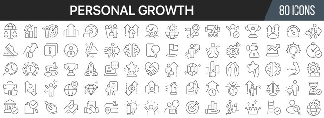 Poster - Personal growth line icons collection. Big UI icon set in a flat design. Thin outline icons pack. Vector illustration EPS10