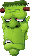 Frankenstein Ugly Monster Halloween Cartoon Character Monster Portrait Illustration Isolated Element
