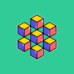 Wall Mural - impossible hexagon vector shape. modern handwritten 3d logo with paint shift.