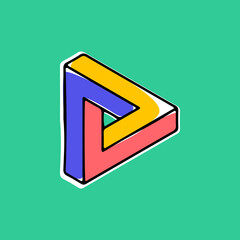 Wall Mural - impossible triangle vector shape. modern handwritten 3d logo with paint shift.