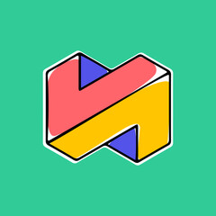 Wall Mural - impossible triangle vector shape. modern handwritten 3d logo with paint shift.
