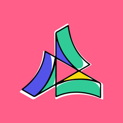Wall Mural - impossible triangle vector shape. modern handwritten 3d logo with paint shift.