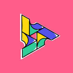 Wall Mural - impossible triangle vector shape. modern handwritten 3d logo with paint shift.