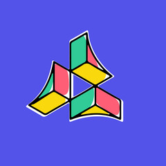 Wall Mural - impossible triangle vector shape. modern handwritten 3d logo with paint shift.