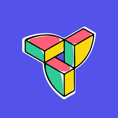 Wall Mural - impossible triangle vector shape. modern handwritten 3d logo with paint shift.
