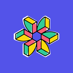 Wall Mural - impossible triangle sector vector shape. modern handwritten 3d logo with paint shift.