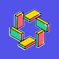 Wall Mural - impossible triangle vector shape. modern handwritten 3d logo with paint shift.