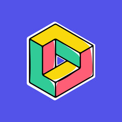Wall Mural - impossible triangle vector shape. modern handwritten 3d logo with paint shift.