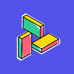 Wall Mural - impossible triangle vector shape. modern handwritten 3d logo with paint shift.