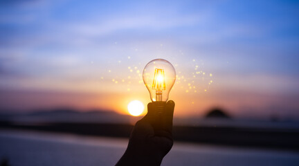 renewable energy concept for sustainable, resource and environment icons. electric power from nature