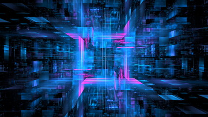 Poster - digital cloud computing, information transfer. abstract technology big data background concept. moti