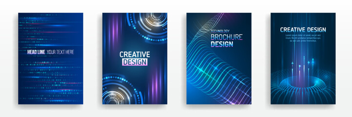 Wall Mural - Hi-tech brochure flyer template. Abstract futuristic design concept. Technology background design, booklet, leaflet, annual report layout. Science cover design for business presentation.