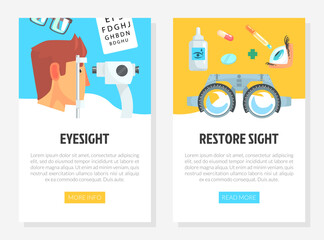 Sticker - Ophthalmology and Eye Care Web Banner Design Vector Template