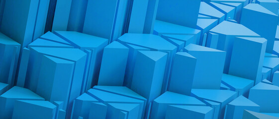 Aufkleber - Abstract Background and technology for Geometric shapes Futuristic and Metaverse digital Concept on Blue. connection, copy space, digital, wireless data, banner, website -3d Rendering