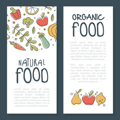 Sticker - Organic Food Banner with Ripe Fruit and Vegetable Vector Template