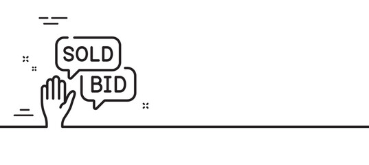 Aufkleber - Bid offer line icon. Auction sign. Raise the price up symbol. Minimal line illustration background. Bid offer line icon pattern banner. White web template concept. Vector