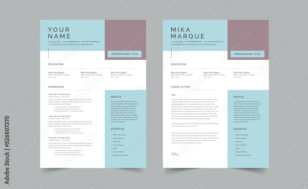 Resume and Cover Letter, Minimalist resume cv template Stock Vector ...