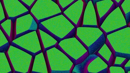 Poster - Psychedelic movements of forms on surface. Design. Surface with effect of dry cracks. Surface of moving polygons with psychedelic transformations