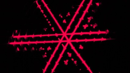 Poster - Pattern pulsates with 3d volume. Design. Lines in pattern move in pulsating waves. Pulsation and swelling of three-dimensional pattern on black background