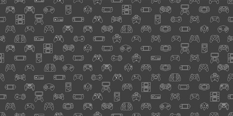 Video game controller background Gadgets and devices seamless pattern vector Pixel Art style