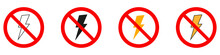 No Lightning Sign Vector Icon. Isolated On A White Background. Vector Illustration Eps10