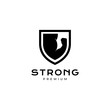 strong hand muscles with shield logo design