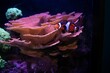 Closeup shot of a clown fish in a reef aquarium