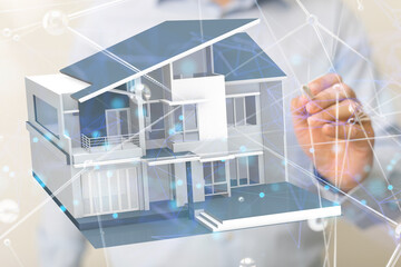 Aufkleber - digital small house with a roof concept.