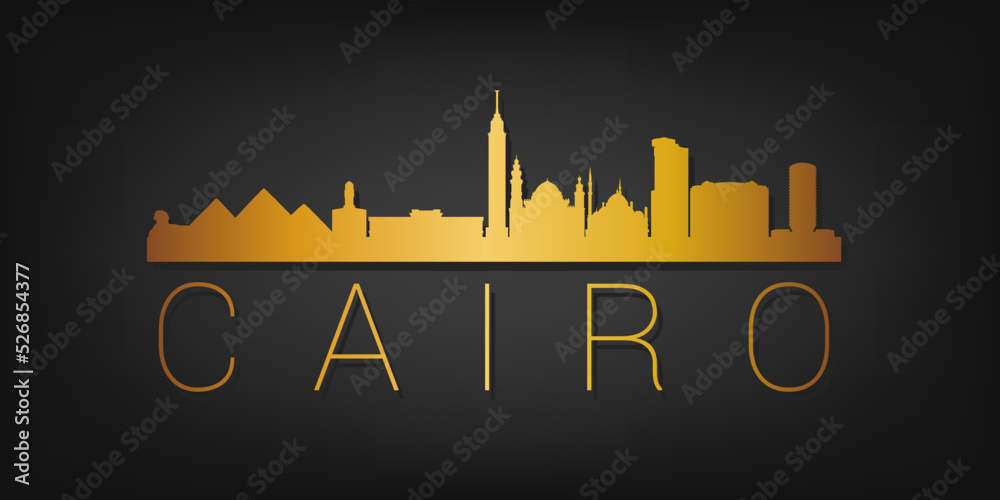Cairo, Cairo Governorate, Egypt Gold Skyline City Silhouette Vector ...