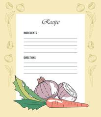 Canvas Print - recipe paper with vegetarian food