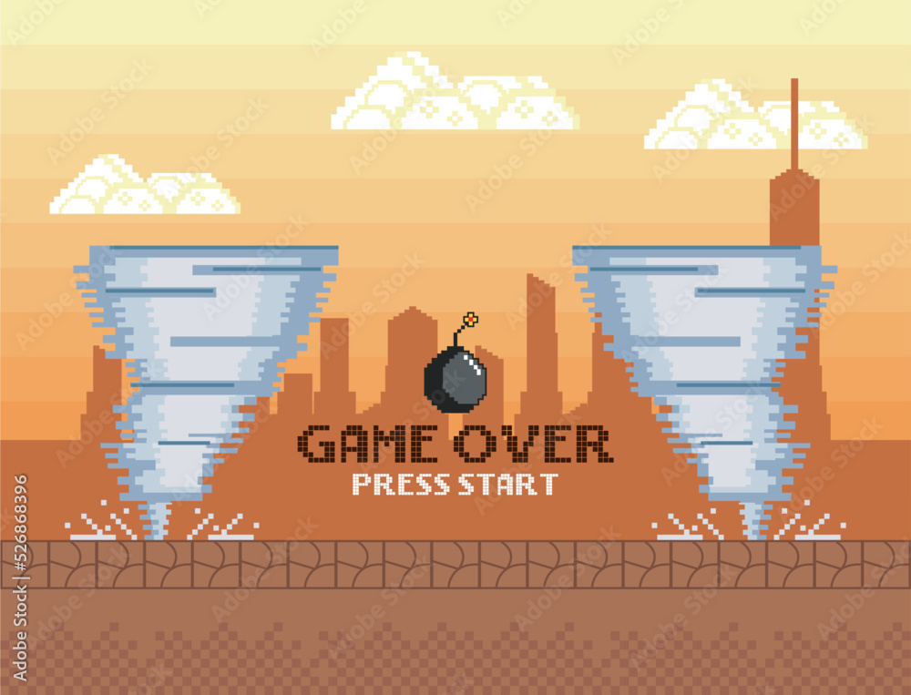 pixel art game over Stock Vector | Adobe Stock