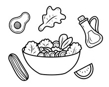 Salad Vector Illustration With Doodle Drawing Style On Isolated Background