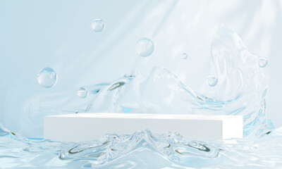 Wall Mural - podium with water splash swirl for product presentation. 3d illustration