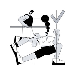 Poster - Outdoor workout abstract concept vector illustration. Cardio workout, street gym equipment, outdoor bodyweight training, calisthenics park, exercise program, cycling facility abstract metaphor.
