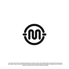 Wall Mural - Letter M logo design vector with circle 	