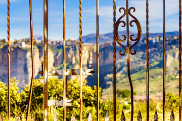 Poster - Old gate and Ronda town, Andalusia, Spain.