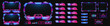 © Vector Tradition - Overlay game stream interface, neon screen panel frames, vector live twitch UI buttons. Streamer gamer interface template , video stream tags and broadcast digital menu for FAQ, chat or music player