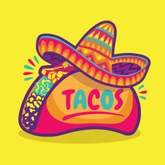 Taco Sombrero Logo Mascot Design