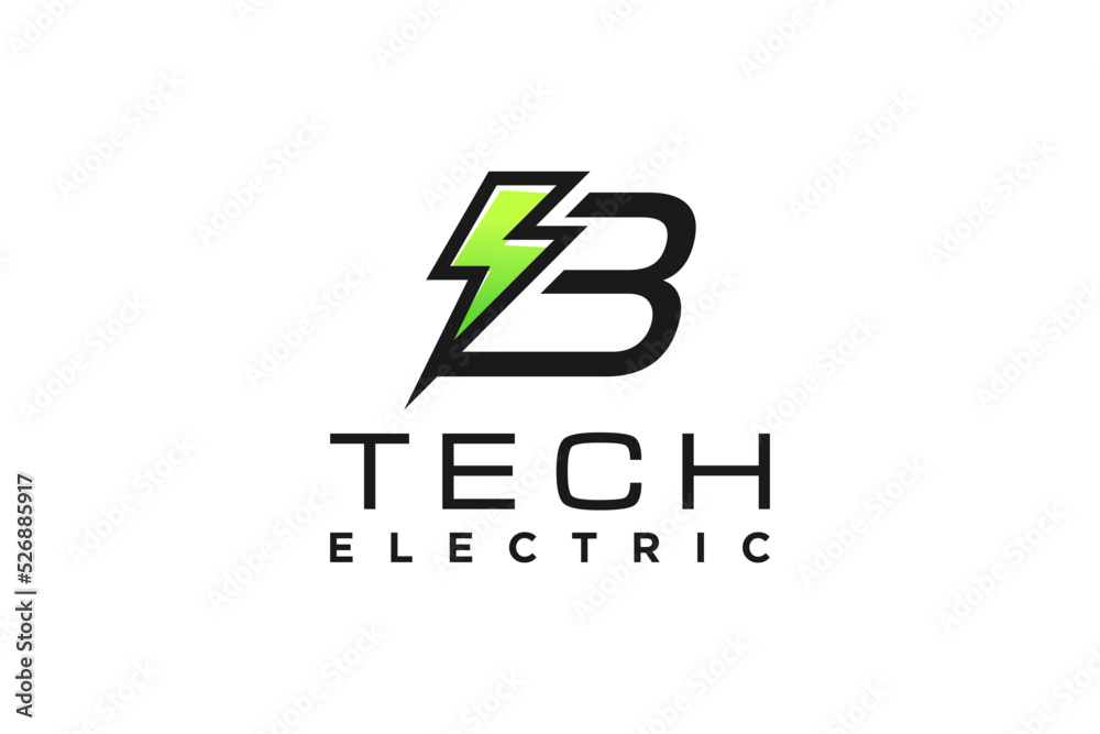 Electric industry logo design B letter initial power plants lightning ...
