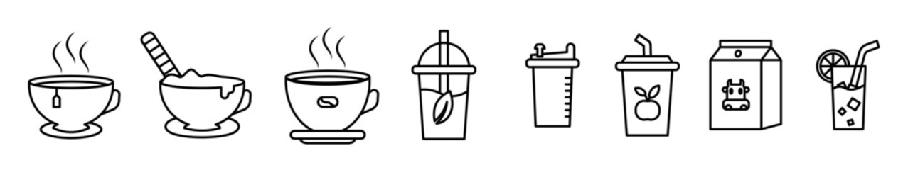 Wall Mural - Drink beverage icon set