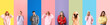 © Pixel-Shot - Set of people in stylish hoodies on colorful background