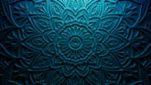 Blue Surface With Extruded Ornate Flower. Three-dimensional Diwali Celebration Background.