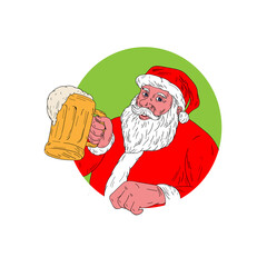 Sticker - Santa Claus Drinking Beer Drawing